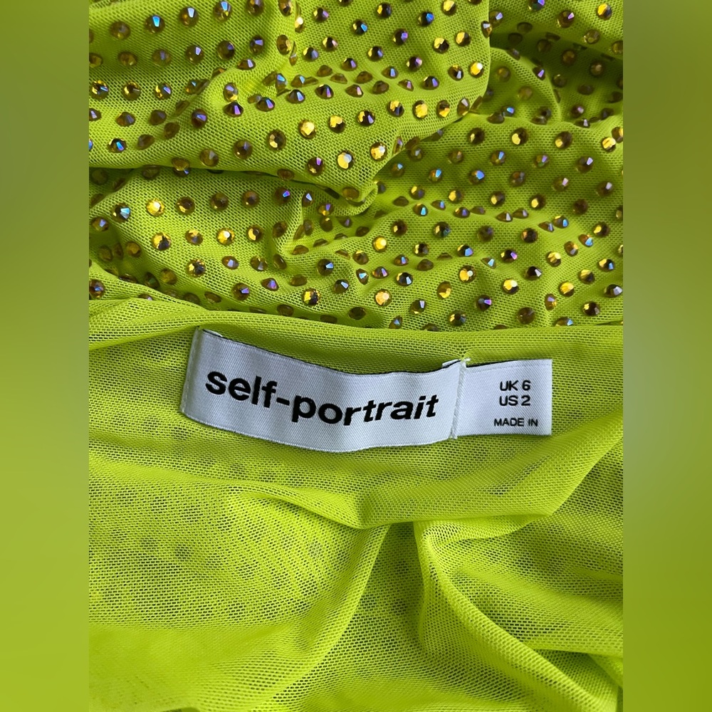 Self-Portrait lime rhinestone midi dress. Size 2. - Picture 6 of 6